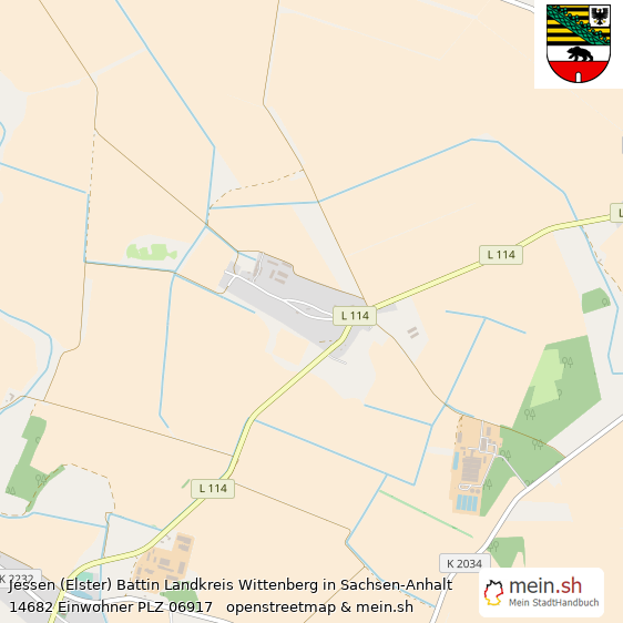 Jessen (Elster) Battin Landkreis Wittenberg Lageplan © Openstreetmap Contributors Jessen (Elster) Battin Lageplan